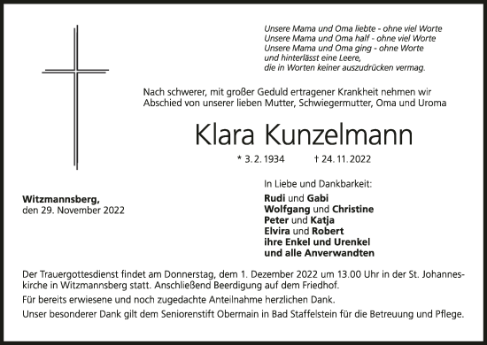 Anzeige von Klara Kunzelmann von MGO