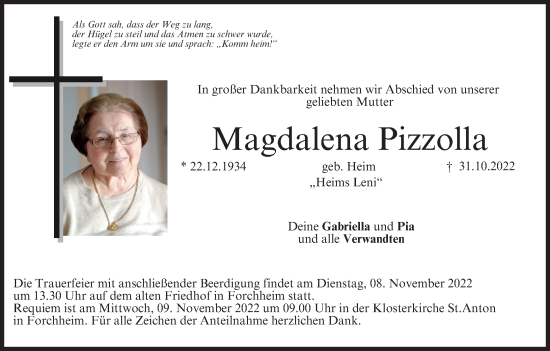 Anzeige von Magdalena Pizzolla von MGO