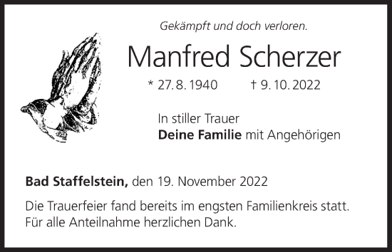 Anzeige von Manfred Scherzer von MGO