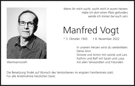 Anzeige von Manfred Vogt von MGO