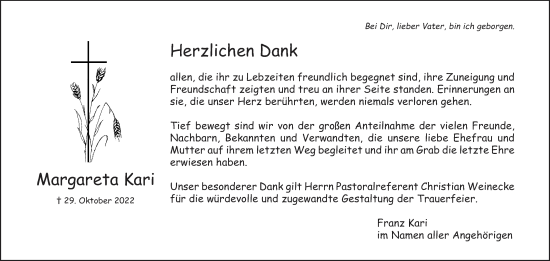 Anzeige von Margareta Kari von MGO