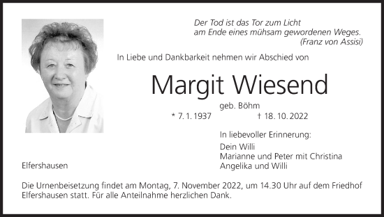 Anzeige von Margit Wiesend von MGO