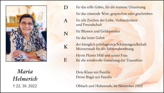 Anzeige von Maria Helmerich von MGO