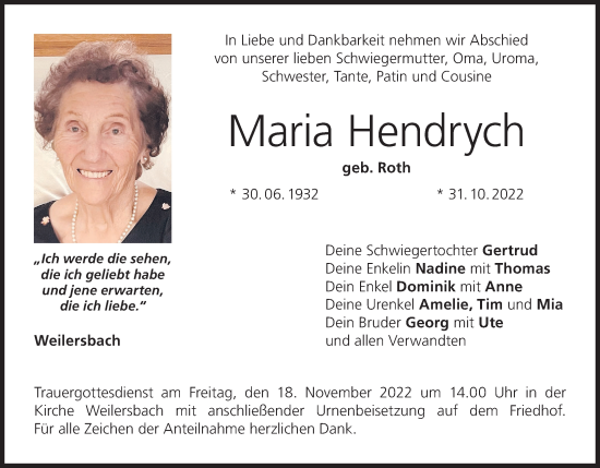Anzeige von Maria Hendrych von MGO