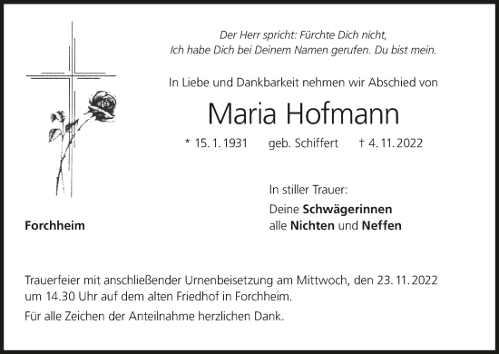 Anzeige von Maria Hofmann von MGO