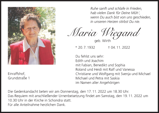 Anzeige von Maria Wiegand von MGO