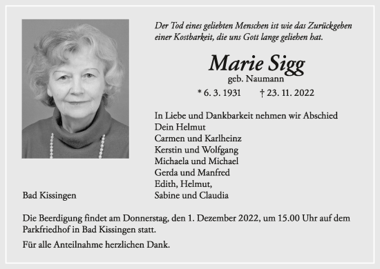 Anzeige von Marie Sigg von MGO