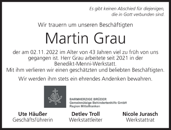 Anzeige von Martin Grau von MGO