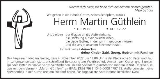 Anzeige von Martin Güthlein von MGO