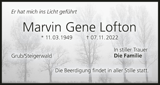 Anzeige von Marvin Gene Lofton von MGO