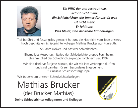 Anzeige von Mathias Brucker von MGO