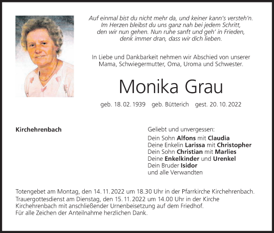 Anzeige von Monika Grau von MGO