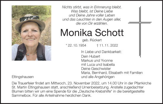 Anzeige von Monika Schott von MGO