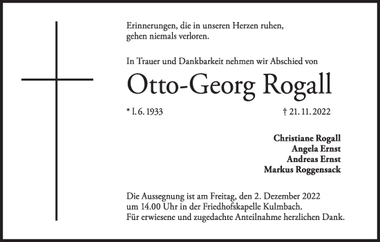 Anzeige von Otto-Georg Rogall von MGO