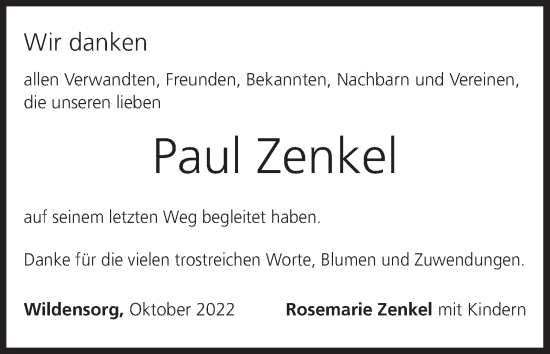 Anzeige von Paul Zenkel von MGO