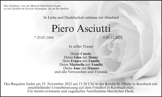 Anzeige von Piero Asciutti von MGO