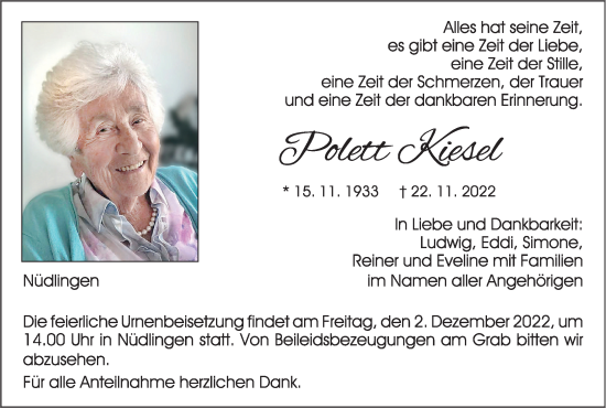 Anzeige von Polett Kiesel von MGO