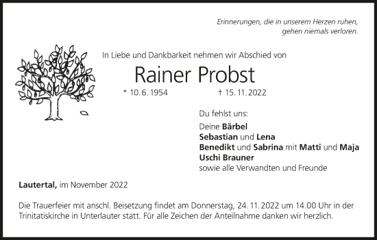 Anzeige von Rainer Probst von MGO