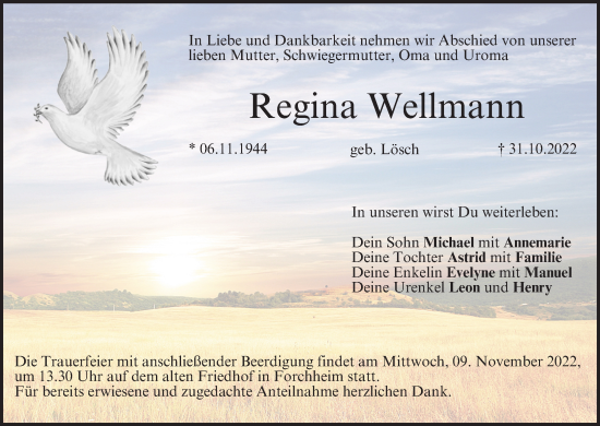 Anzeige von Regina Wellmann von MGO