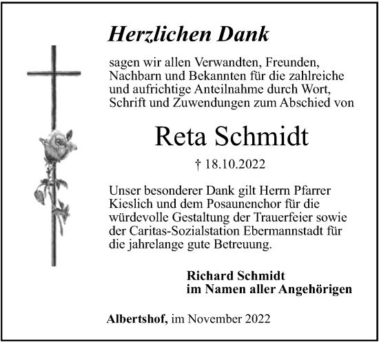 Anzeige von Reta Schmidt von MGO