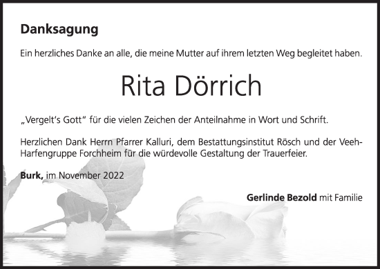 Anzeige von Rita Dörrich von MGO