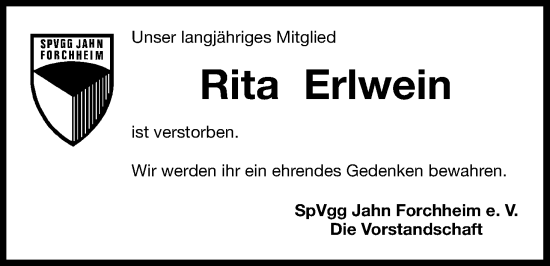 Anzeige von Rita Erlwein von MGO