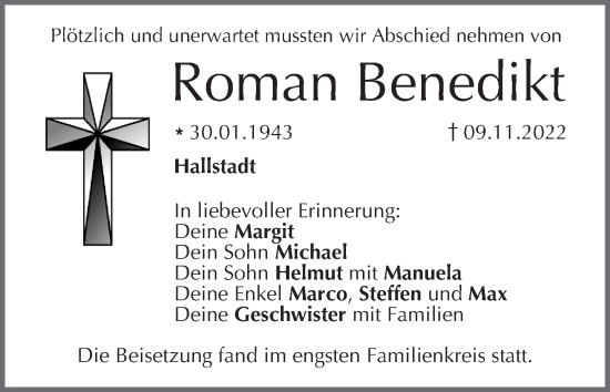 Anzeige von Roman Benedikt von MGO