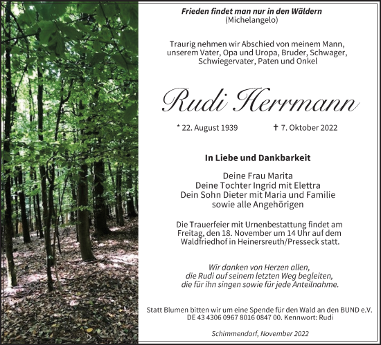 Anzeige von Rudi Herrmann von MGO
