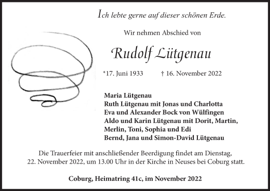 Anzeige von Rudolf Lütgenau von MGO