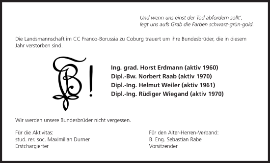 Anzeige von Rüdiger Wiegand von MGO