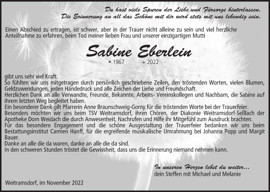 Anzeige von Sabine Eberlein von MGO