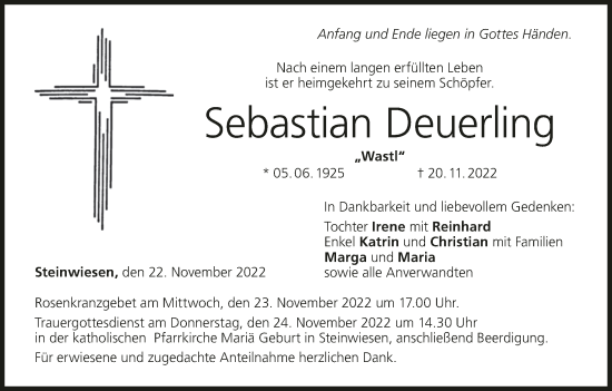 Anzeige von Sebastian Deuerling von MGO