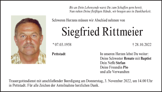 Anzeige von Siegfried Rittmeier von MGO