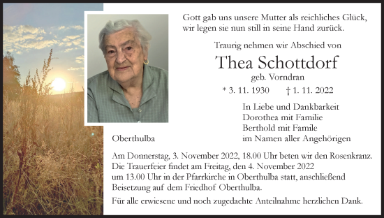 Anzeige von Thea Schottdorf von MGO