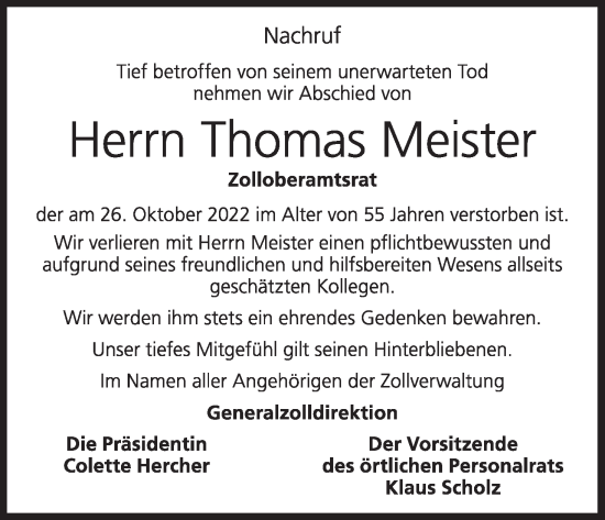 Anzeige von Thomas Meister von MGO