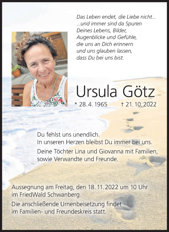 Anzeige von Ursula Götz von MGO