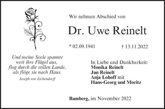 Anzeige von Uwe Reinelt von MGO