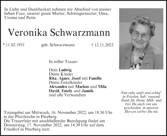 Anzeige von Veronika Schwarzmann von MGO