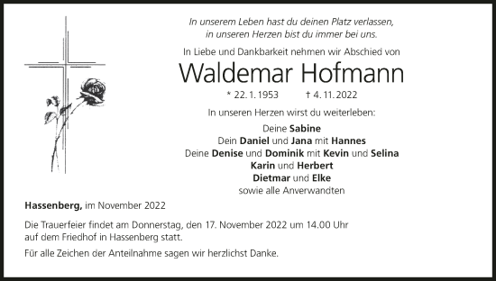 Anzeige von Waldemar Hofmann von MGO
