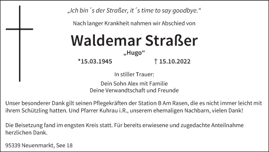 Anzeige von Waldemar Straßer von MGO