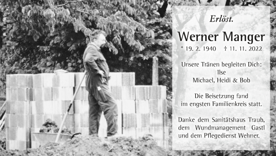 Anzeige von Werner Manger von MGO