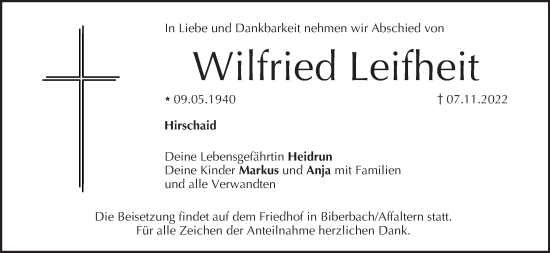 Anzeige von Wilfried Leifheit von MGO