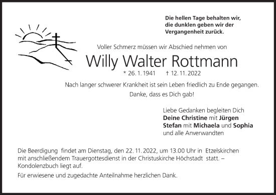 Anzeige von Willy Walter Rottmann von MGO