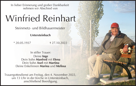 Anzeige von Winfried Reinhart von MGO