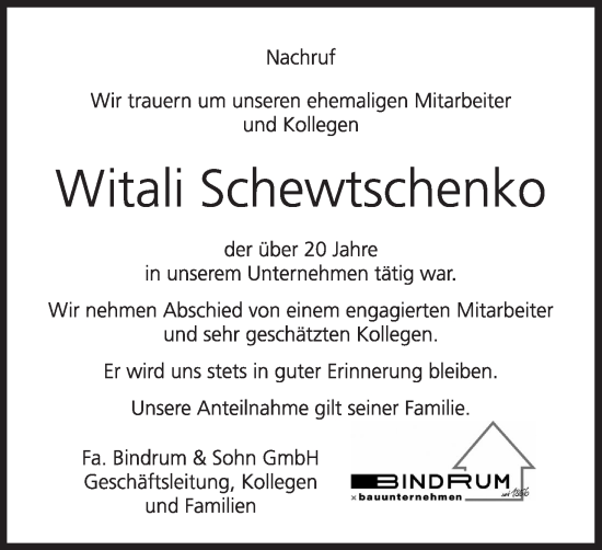 Anzeige von Witali Schewtschenko von MGO