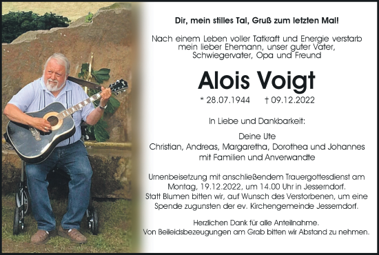 Anzeige von Alois Voigt von MGO