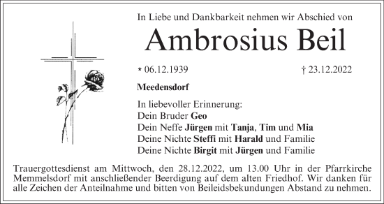 Anzeige von Ambrosius Beil von MGO