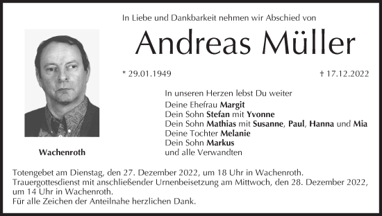 Anzeige von Andreas Müller von MGO