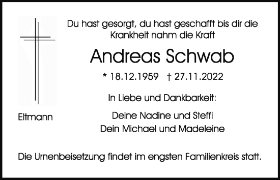 Anzeige von Andreas Schwab von MGO