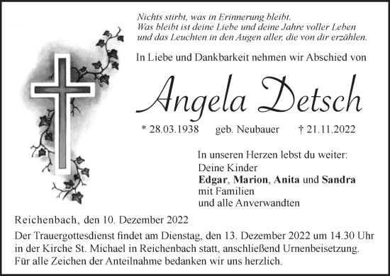 Anzeige von Angela Detsch von MGO
